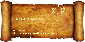 Kapsa Henrik névjegykártya